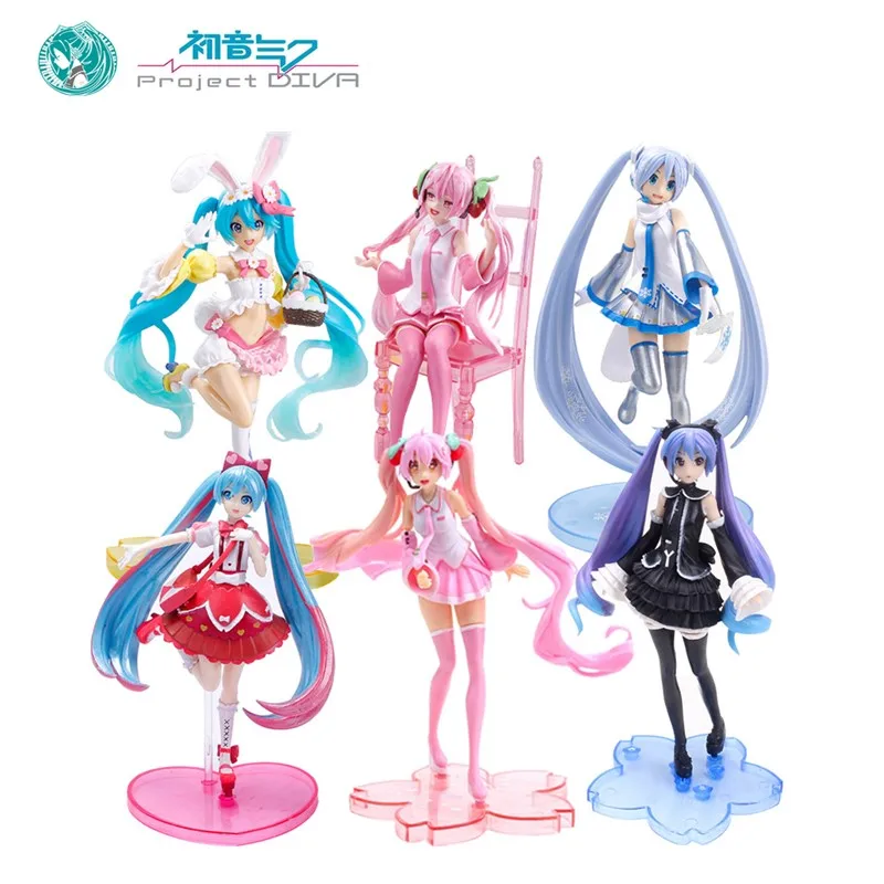 

Japanese anime doll pink Sakura Hatsune Miku PVC action figure model cute beautiful girl doll collection gift children's toys