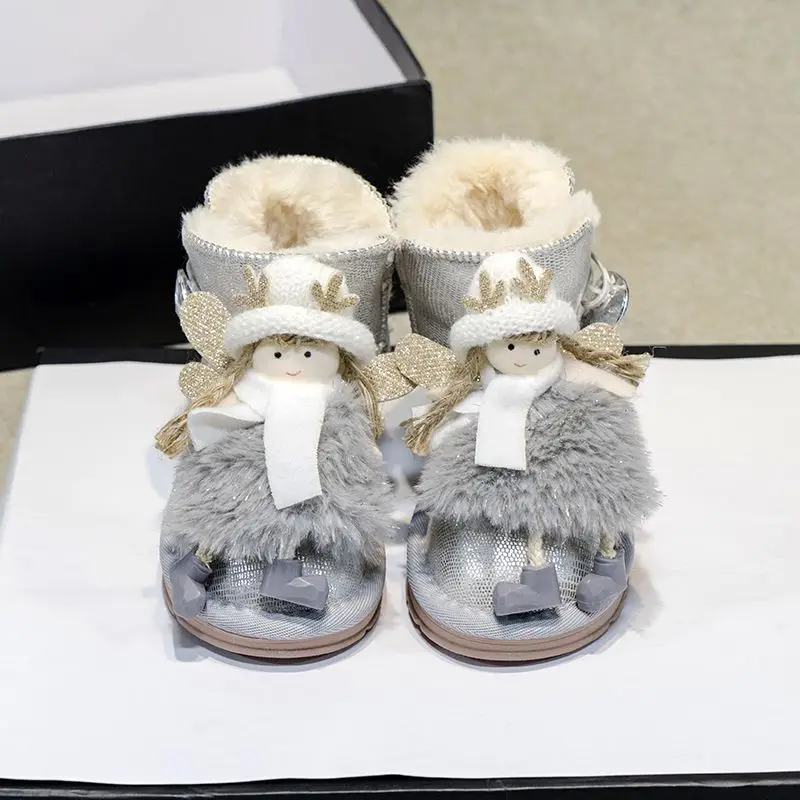 New Winter Girls' Princess Shoes Snow Boots Sequins Plush Girls' Plush Warm Children's Fashionable Versatile Boots