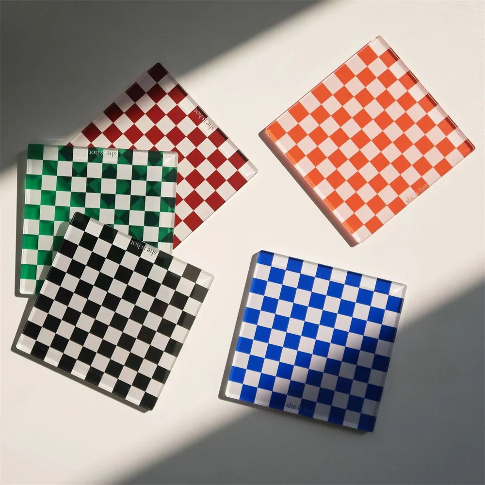 

Acrylic Insulation Pad Small Gifts Coffee Coaster Simple Black And White Checkerboard Multiple Scenarios Available Ins Style