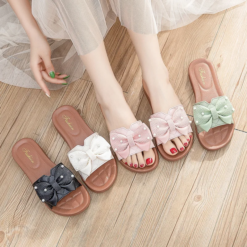 

Casual Beach Shoes Popular Women's Bow Slippers Non Slip Fashion Slippers Womens Shoes Personalized Deodorization