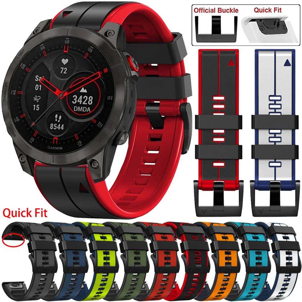 

26 22mm Watch Strap For Garmin Fenix 7X 6X 5x 3 hr Quick release Silicone Watchband For Garmin Fenix 7 6 5 Pro GPS Band Bracelet