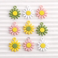 10pcs alloy enamel sunflower charms for making girl cute earrings pendants necklaces diy bracelets jewelry making accessories
