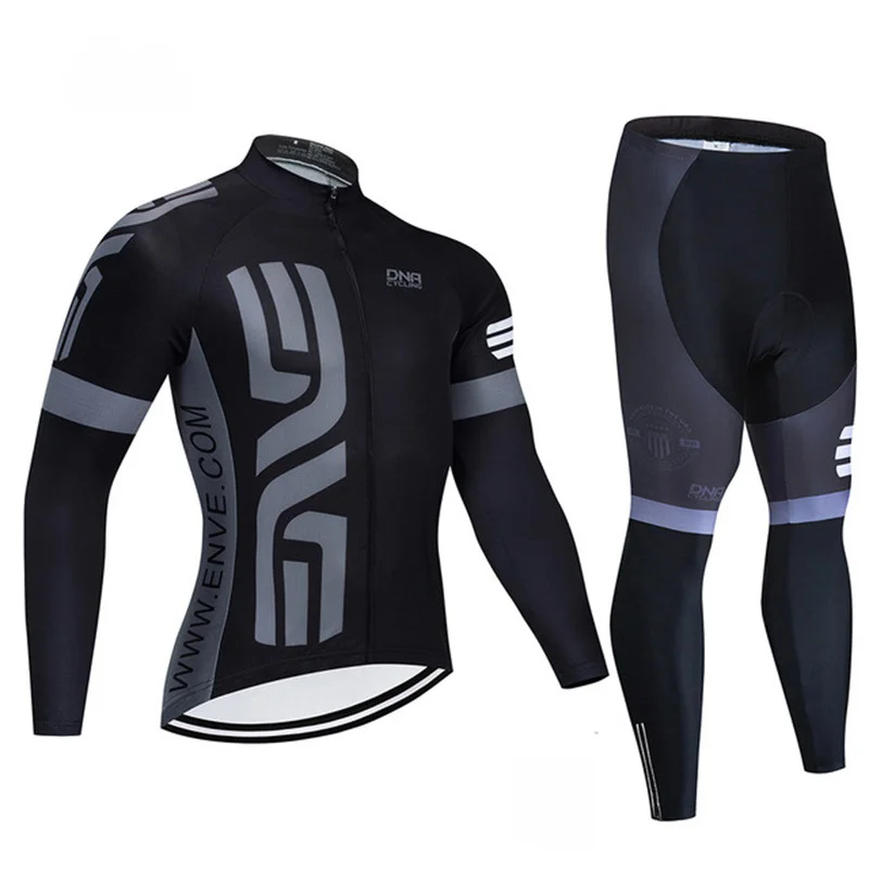 

Cycling Jersey Long Sleeve Set for Men Bicycle Trousers with Gel Padding Breathable