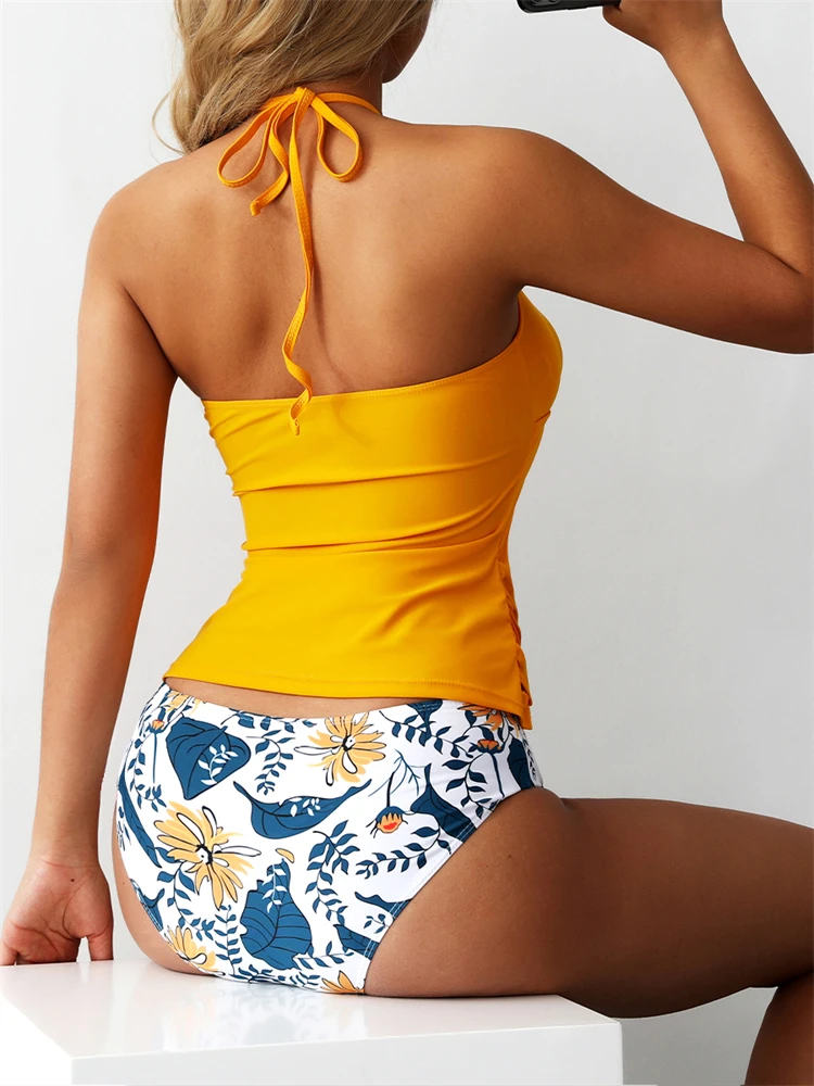 Bikini 2023 New Swimsuit Women Swimwear Tankini V Neck Halter Bathing Suit Female Brazilian Two Pieces Bikinis Set Beach Wear XL