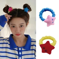1pcs childrens cartoon star knitted elastic hair band women girl candy color sweet rubber band hair tie scrunchie headwear
