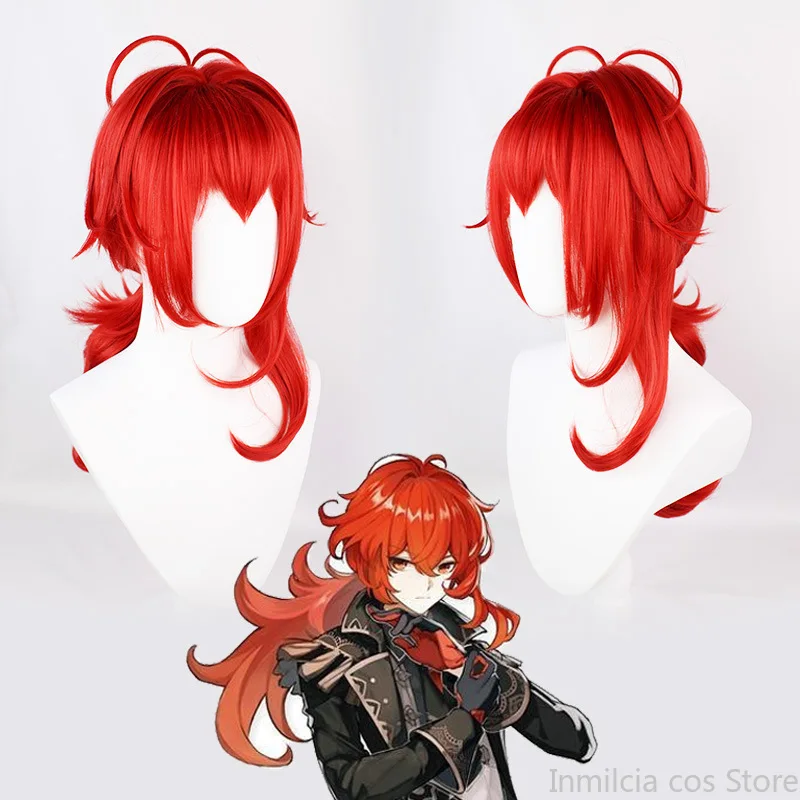 

Genshin Impact Diluc Cosplay Wig Anime Halloween Costumes for Women Game