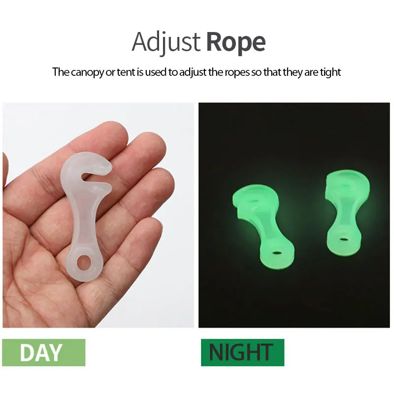

Luminous Rope Buckle Fluorescence Tent Buckle Alert Outdoor Camping Tent Anti-slip Wind Rope Stopper Tensioner