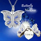 Элегантное ожерелье с кулоном в виде бабочки и голубого кристалла 