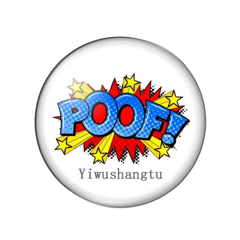 Фото Wordart специальный язык wow Boom Pow Bang 12 мм/20 мм/25 мм/30 мм круглый фотостекло кабошон демонстрационная плоская задняя часть изготовление выводов №2