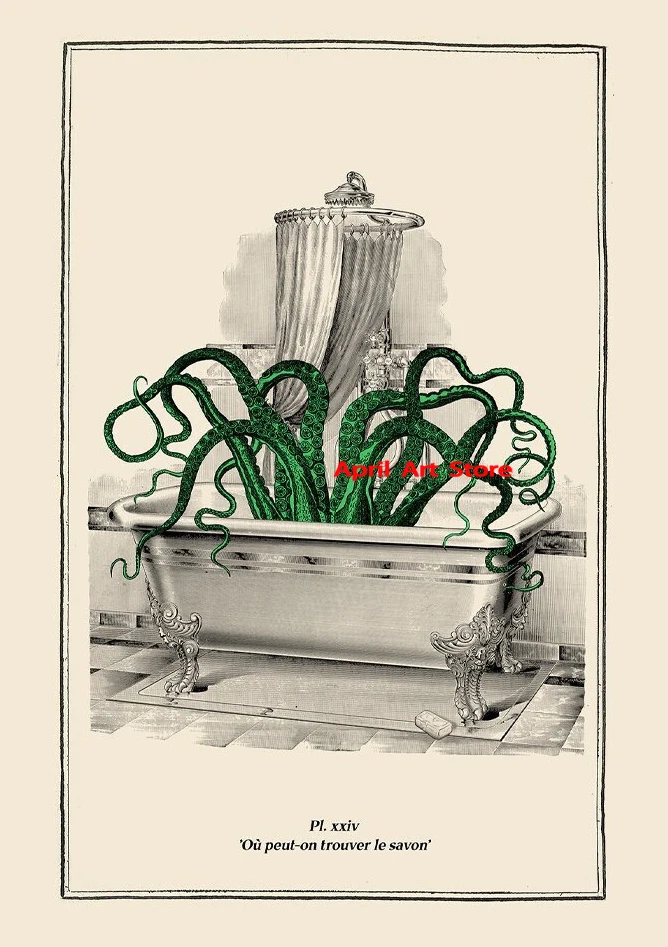 

Винтажный постер с медведем и пингвинами на холсте