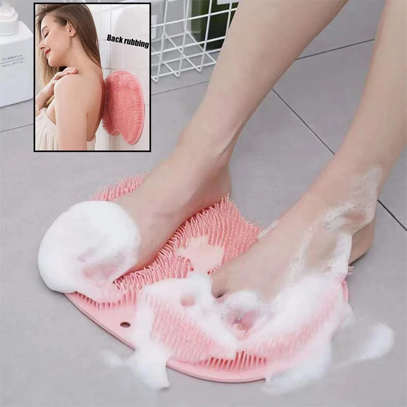 

Силиконовая щетка для спины, нескользящий коврик для мытья ног в ванной комнате, массажный коврик для душа с присоской, Массажная щетка для ног, отшелушивающая накладка
