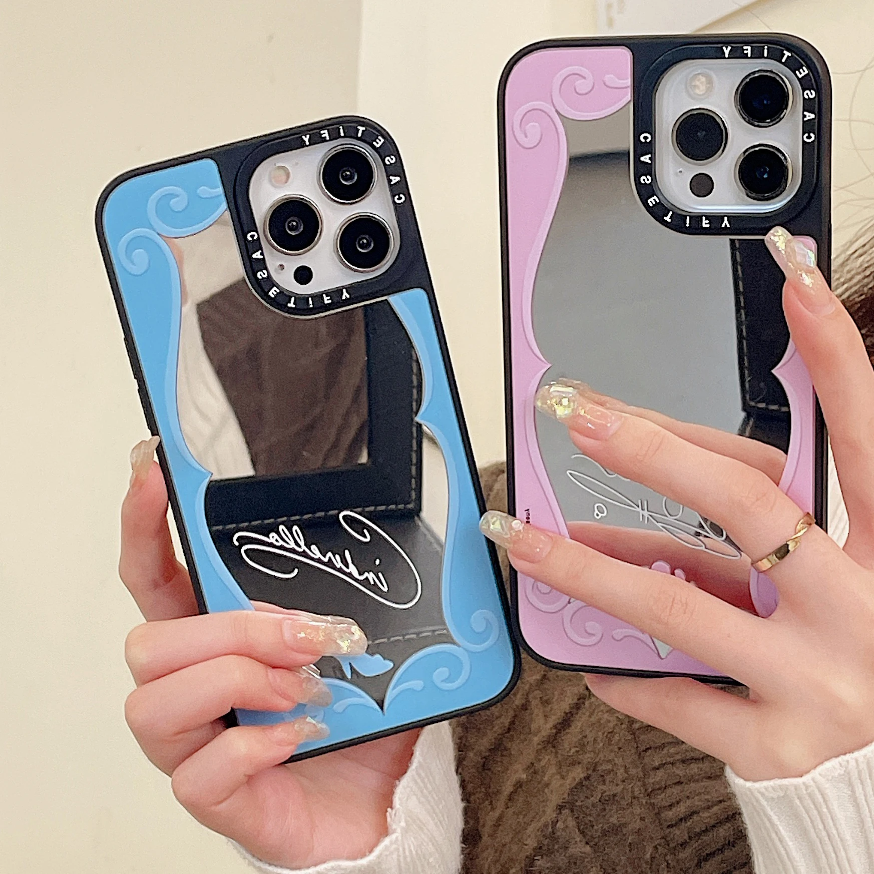 

INS BanDai Princess Mirror Phone Cases For iPhone 13 12 11 Pro Max XR XS MAX 8 X 7 SE 2020 Lady Girl Fashion TPU Soft Cover Gift