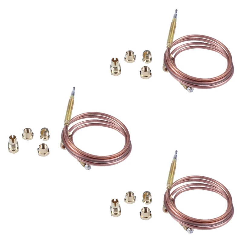 

3Pcs 900Mm Gas Stove Universal Thermocouple Kit M6X0.75 With Spilt Nuts (15) Replacement Thermocouple