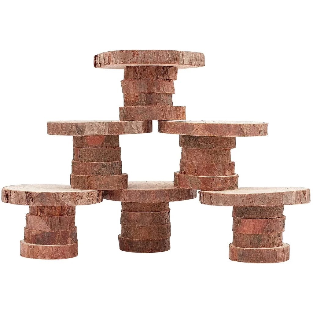 

Platter Pedestal Centerpiece Decoration 6pcs Primitive Wood Style Holder Tray Round Rustic Holder Tray for Home Decoration