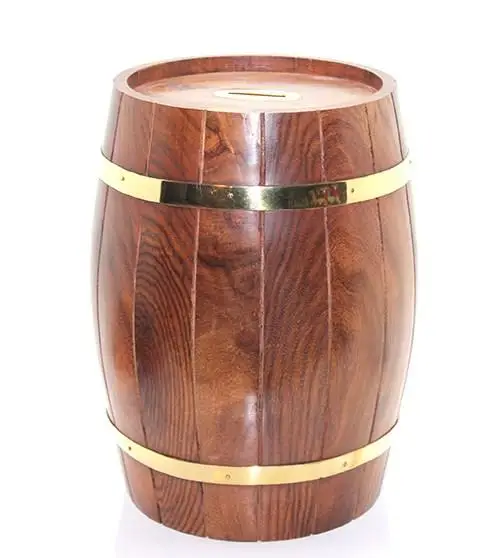 

Wood Is Brass Barrel Piggy Bank Decorative Gift