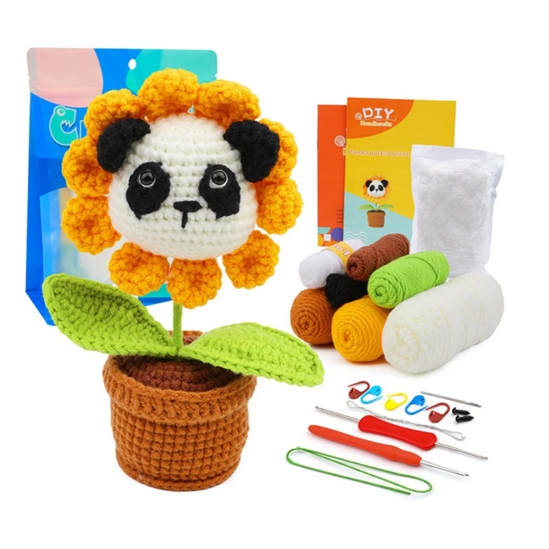 

DIY Crochet Craft Starter Crochet Animal Pot Plant Kits Include Crochet Hook, Yarns, Needle, Instructions, for Beginner
