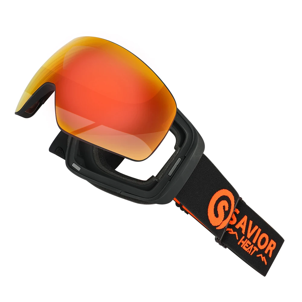 Women Eye Goggle Wind Anti Fog Magnetized Lenses Ski Sports Goggles Orange