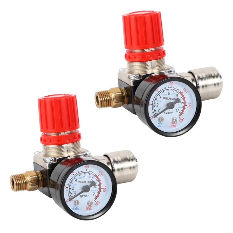 

2X 1/4 Inch Pressure Reducer, EU Standard Pressure Regulator