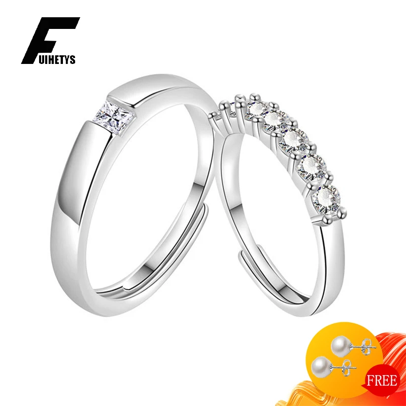 

FUIHETYS Jewelry Set Rings for Women Men Lover 925 Silver with Zircon Gemstone Accessories Wedding Party Gift Open Finger Ring