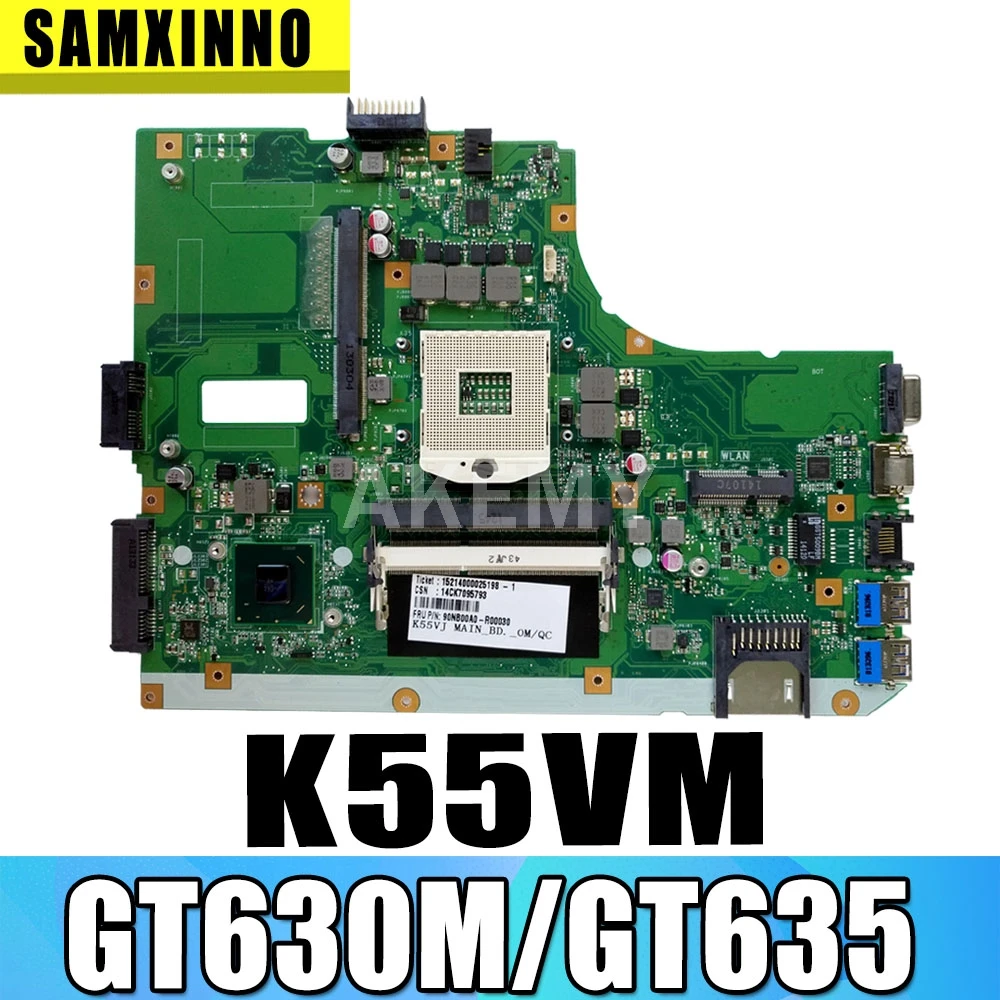 

For ASUS K55VM K55VJ K55V R500V REV.2.0/2.1/2.2/2.3 GT630M/GT635/2G laptop motherboard tested 100% work original mainboard