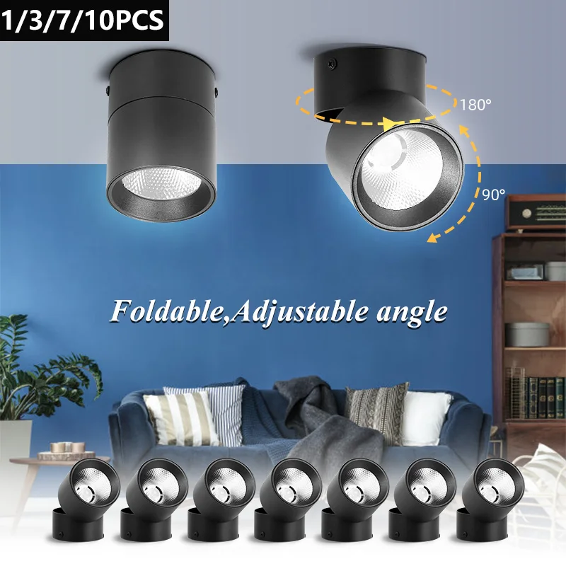 Складная светодиодная прожекторная лампа 7W 10W 15W 220V Spot Led Light Накладные потолочные
