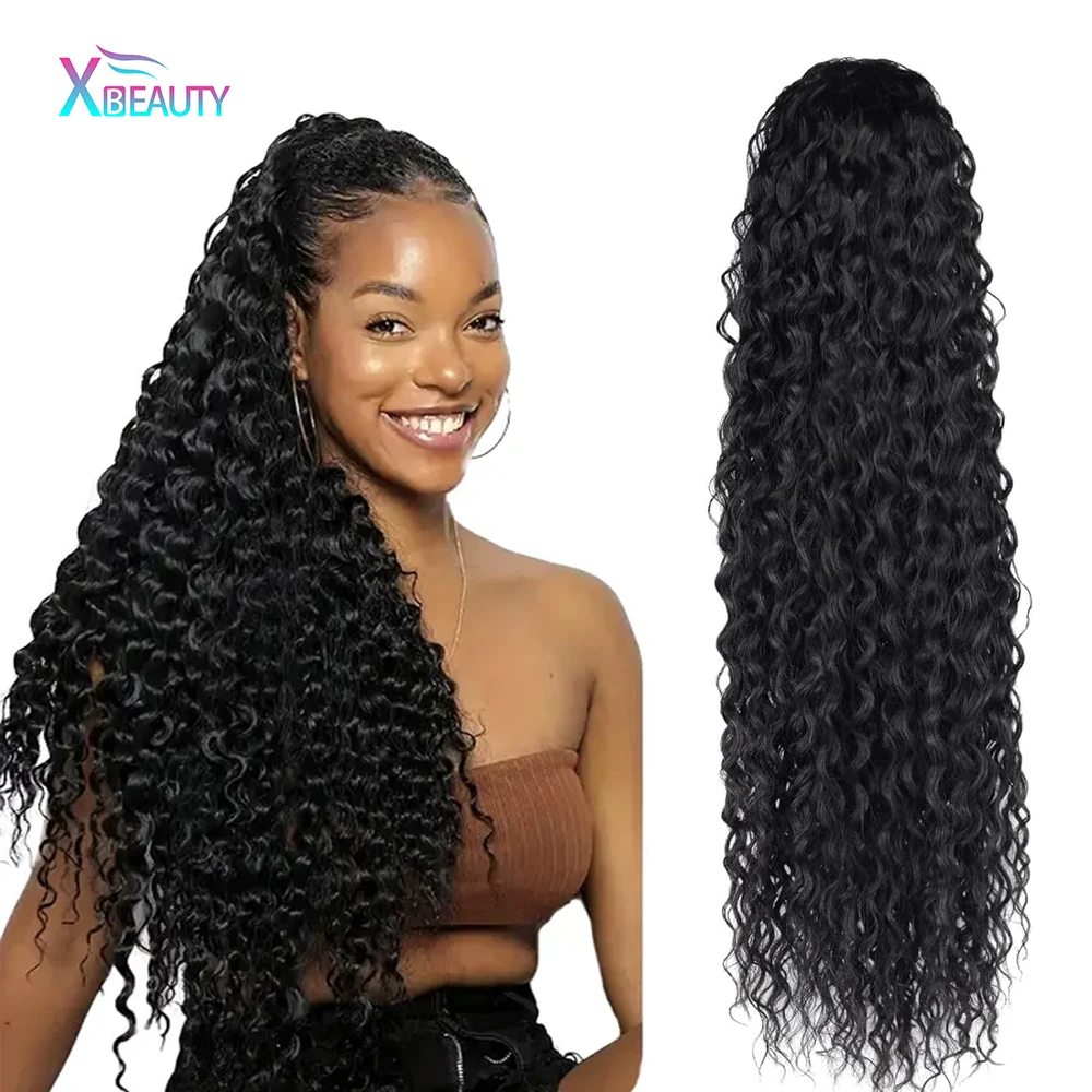 26-дюймовый вьющийся хвостик на шнурке глубокая волна заколка для наращивания