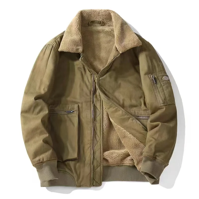 Winter Men's Cotton Coat Men's Jacket Man Cashmere Cotton Clothes  plush  Thickened Male Winter Work Clothes Warm Cotton Jacket