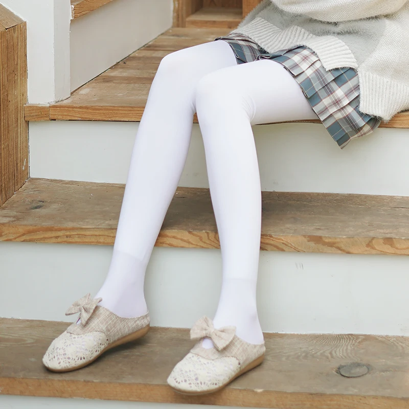 Осенние и зимние утолщенные белые чулки на флисовой подкладке теплые