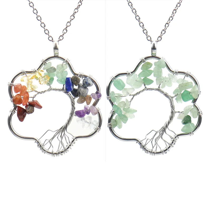 

Snowflake Gravel crystal tree of life Fortune Tree Necklace for women men couples healthy reiki natural Crystal handmade Choker