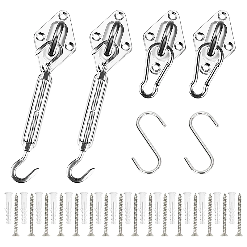 

New 40 Pcs Shade Sail Hardware Kit, For Outdoor Patio Square And Rectangle Triple-Cornered Sun Shade Sails Installation