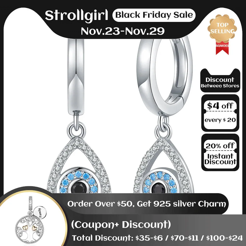 

925 Sterling Silver Evil Eye Drop Earrings Teardrop Cubic Zirconia Jewelry Christmas Birthday Gifts for Women Teen Girls Friends