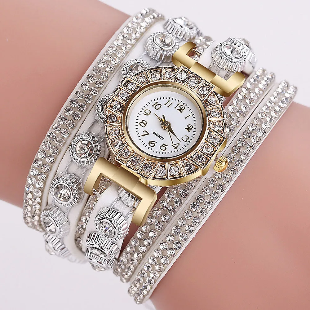 Лидирующий бренд для женщин браслет часы Дамы Любят Кожаный ремешок Стразы