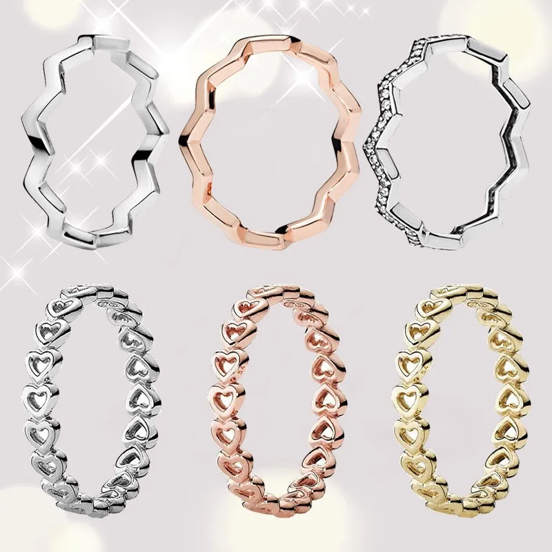 

Authentic 925 Sterling Silver Rose Gold Heart Ring Is Suitable For Women's Engagement Jewelry Anniversary