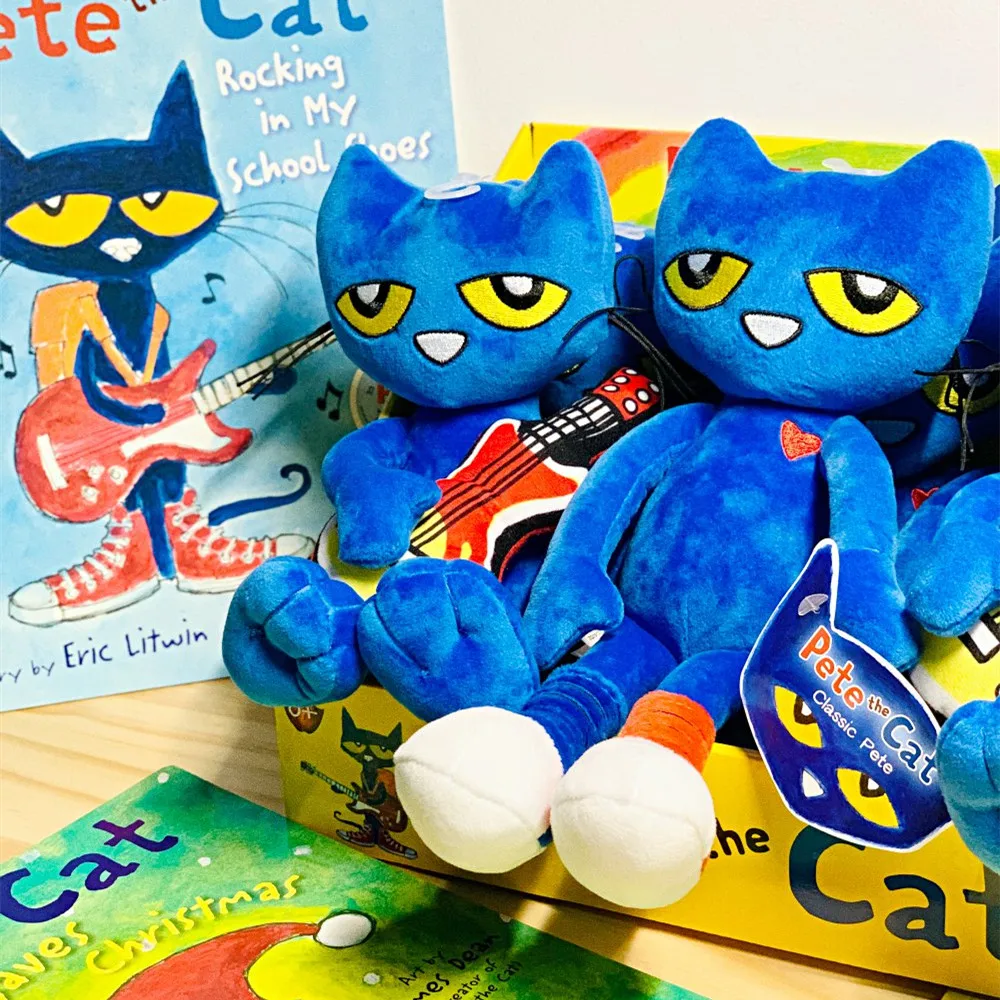 

New Pete The Cat Soft Plush Fill Baby Cartoon Picture Book Toy Bed Decoration Kawaii Blue Cat Children Halloween Birthday Gift