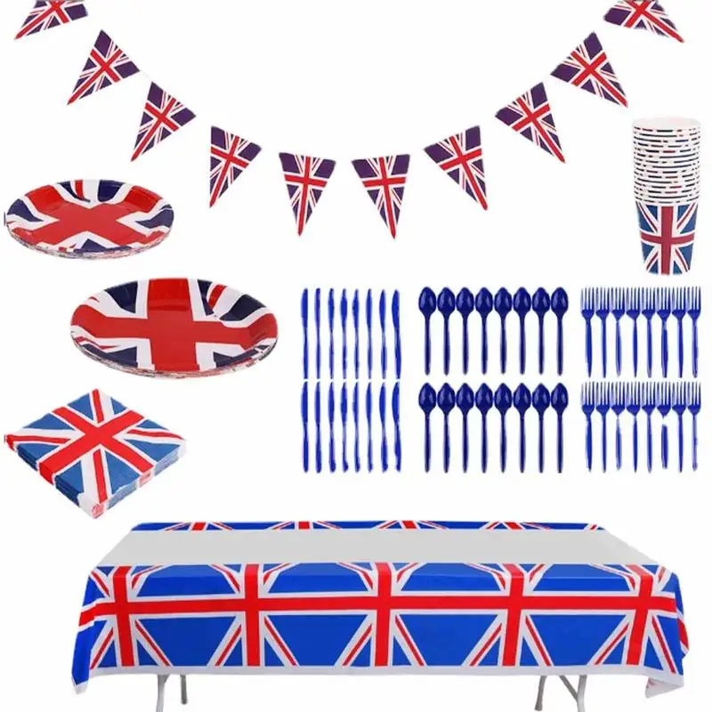 England Flag Party Plates British Flag Theme Party Paper Plates Dinnerware Set Union Jack Party Supplies For Sporting Event