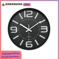 12 inch nordic simple electronic wall clock modern chinese plastic round digital wall clock glass mirror design room decoration