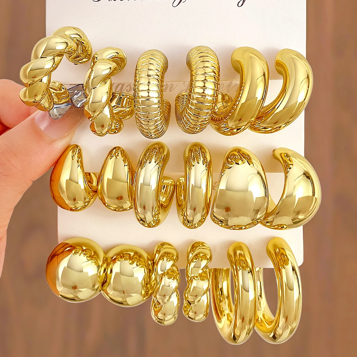 FNIO Punk Гладкие металлические C - образные серьги Модные капли для ушей Женские