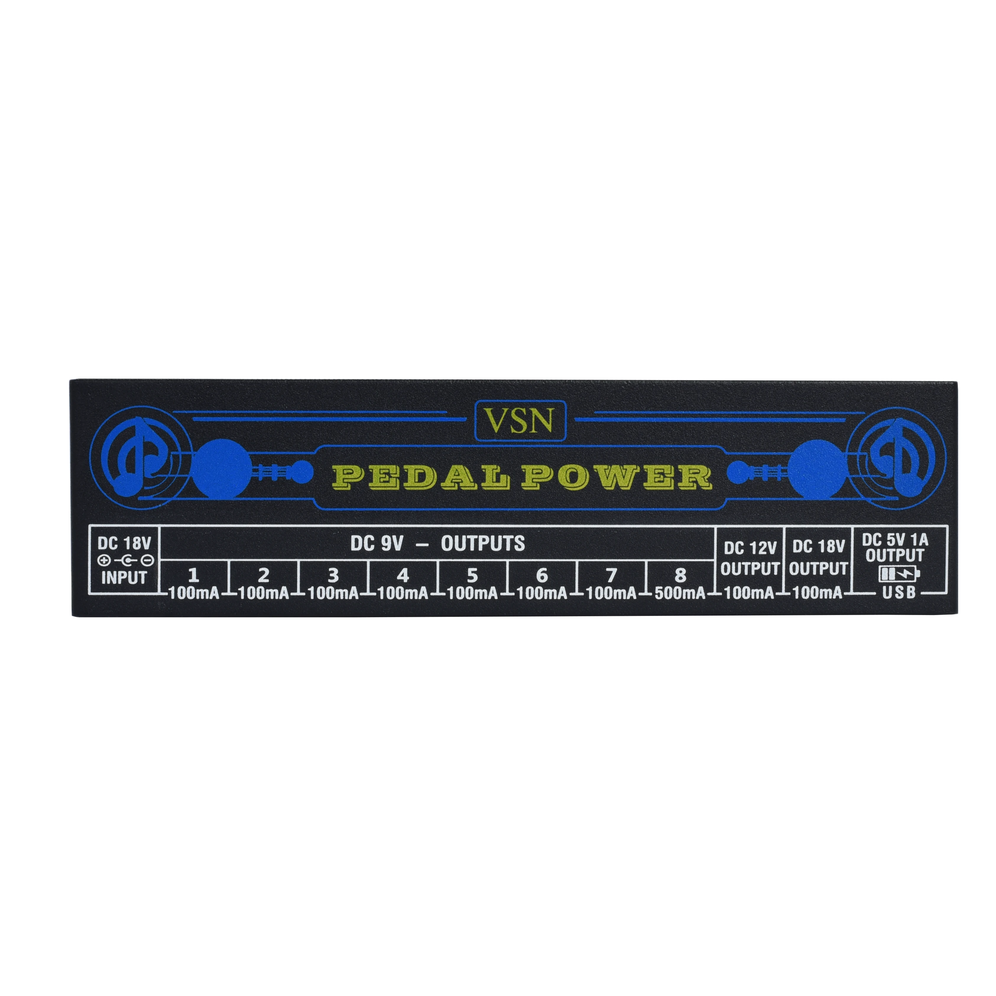 VSN Pedal Power Supply Update Output Multi Circuit Power Supply For Guitar Pedal 10 Ways 9V/12V/18V DC Outputs & 1 Way 5V USB