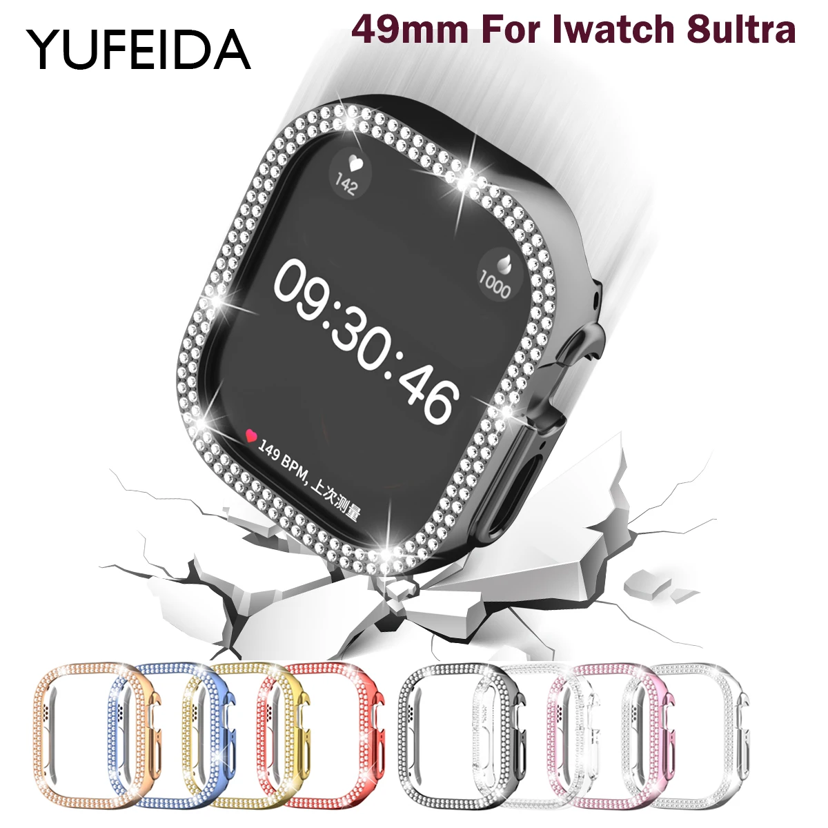 

Cover for Apple Watch Case 49mm Accessory Diamond Cover Case Bumper Protector Diamond Cases (no Glass) for Iwatch Series Ultra8