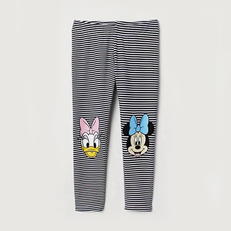 

Disney Girls Legging Pants Minnie Mouse Daisy Duck Print Long Pant Spring Autumn Kids Striped Trousers 2-7Y Children Clothes