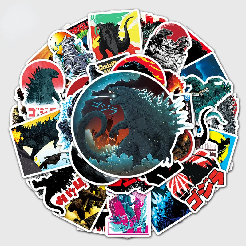

50 персонализированных модных мультяшных аниме Godzillas для ноутбука, самоката, автомобиля, декоративная наклейка, игрушка «сделай сам», милый ...