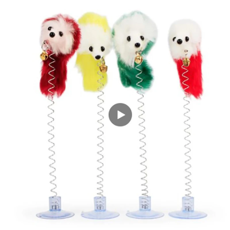 Палочка с перьями пружинная игрушка колокольчиком мышь интерактивный