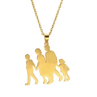 mom dad baby child kid mother day necklace gold color stainless steel chain gift for women wife son daughter family love jewelry