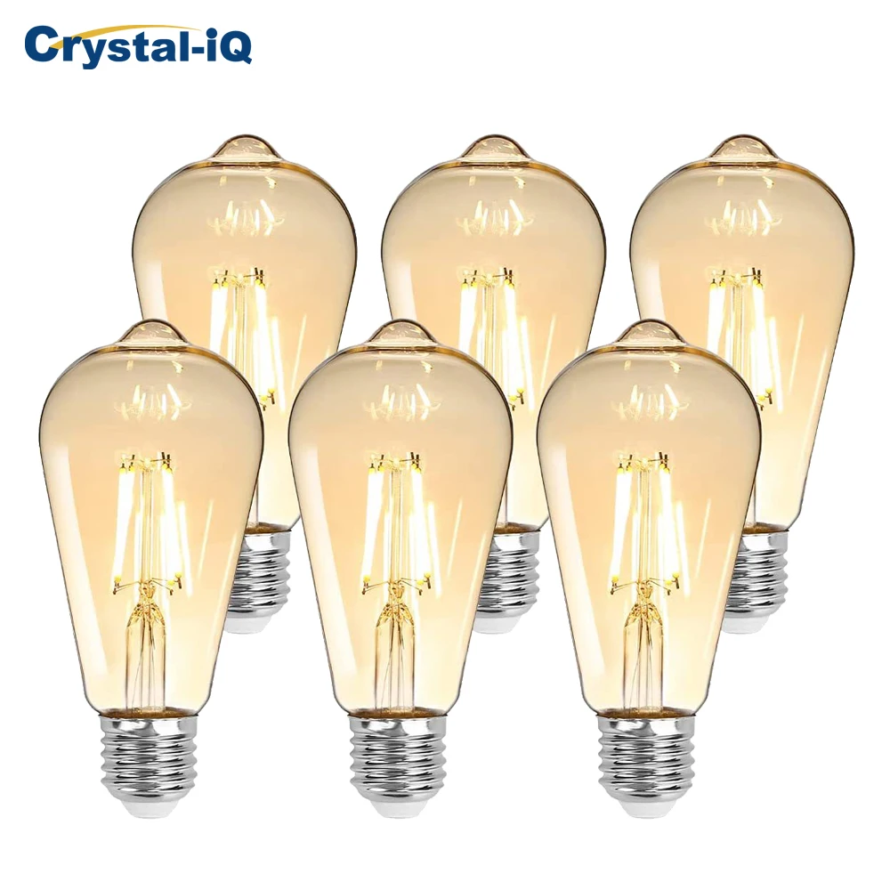

ST64 LED Edison Filament Light Bulbs Golden Dimmable E27 2W 4W 6W 8W 10W 12W 220V 2700K 6000K 360 Degree Energy Lamps 6 Pack