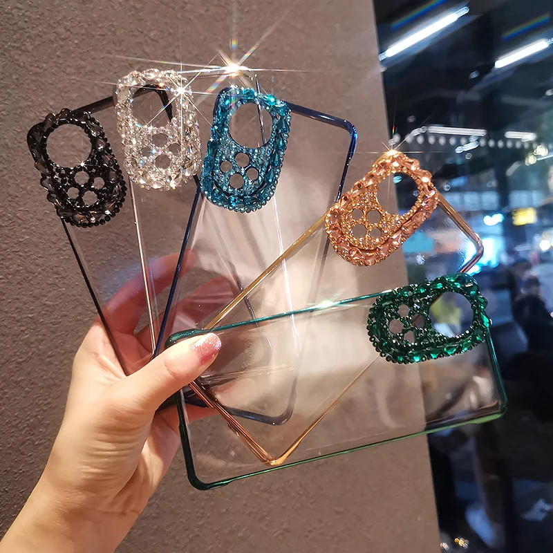 

For Honor 50 Mobile Phone Case Women's Rhinestone Lens Luxury Diamond Wrist Strap Case for Huawei Honor 50 Pro Protective Sleeve