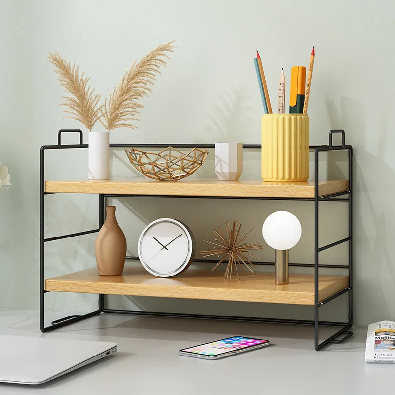 

Layer Shelves Home Office Dormitory Desk Bookshelf Desktop Makeup Organizer
