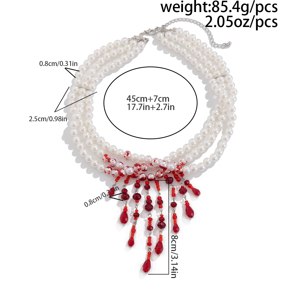 KunJoe Винтажное ожерелье с красными кристаллами и подвеской в виде капли крови для