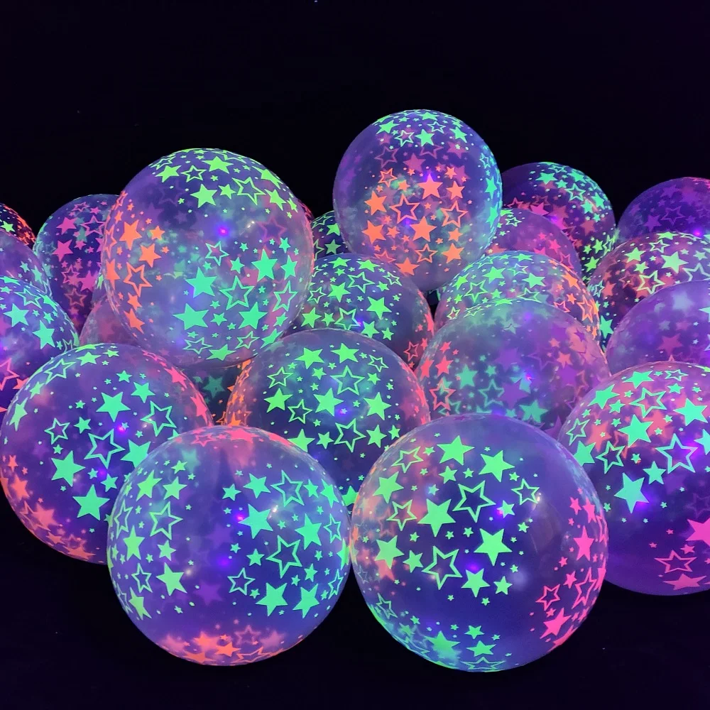 

10/20 шт. 12-дюймовые неоновые флуоресцентные воздушные шары, УФ-светящиеся воздушные шары, светящиеся в фиолетовой цветопередаче, реактивные Детские шары на день рождения, детский подарок