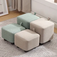 creative living room solid wood square shoe stool simple small fabric stool children changing shoe ottoman indoor furniture