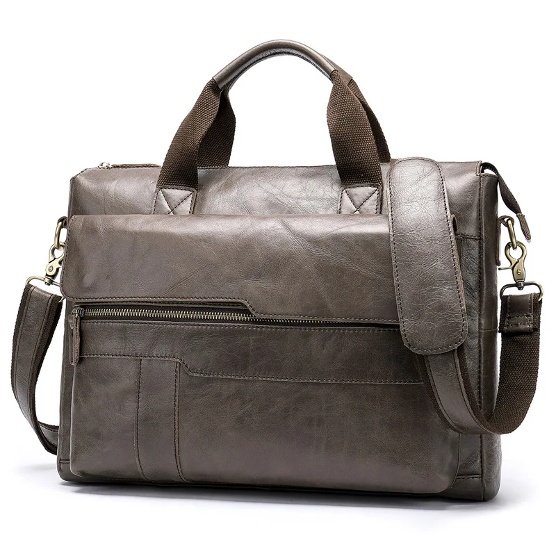 

New Design Vintage Men's Bag Genuine Cow Leather Briefcase Large Capacity 14" Laptop Bag Business Bags Europen Style